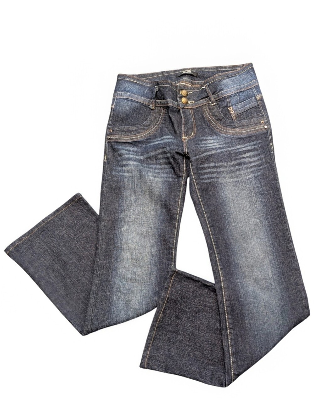 Y2K VO Jeans Low Rise Bootcut Jeans Dark Wash Contrast Stitch Size 30